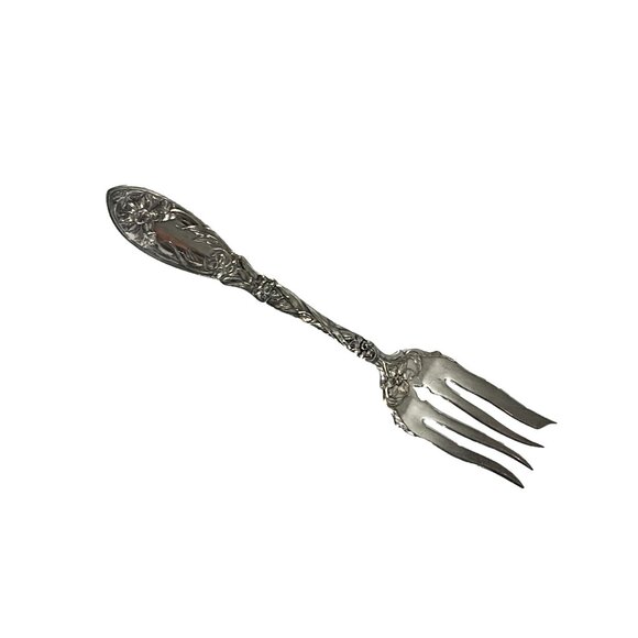 Vintage Oxford Silver Plate Narcissus Cold Meat Fork Art Nouveau 1908 8 1/4" - Picture 9 of 9